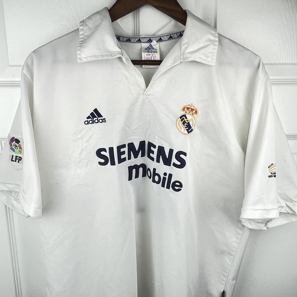 Ronaldo Real Madrid Adidas Jersey Mens Large 2002 White Soccer Football Vintage‎